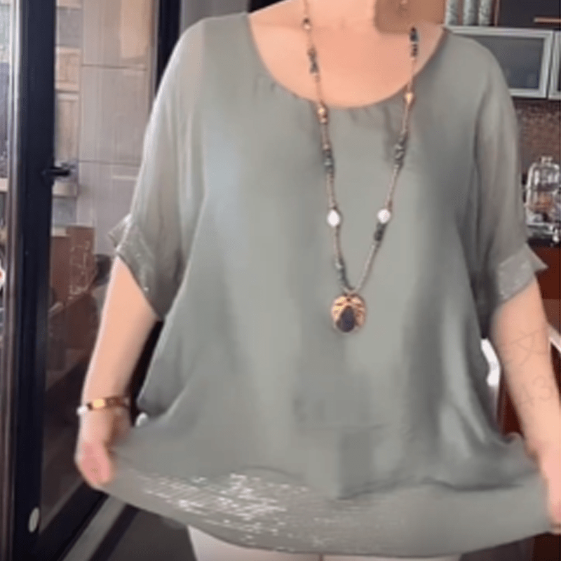 Willow Sparkle Trim Relaxed Blouse Product Image 09