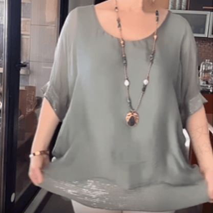 Willow Sparkle Trim Relaxed Blouse Product Image 09