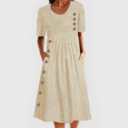 Willow Stripe Midi Dress Three Quarter Sleeve Product Image 03