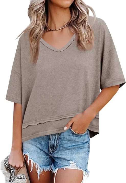 Womens Lightweight V Neck Top Product Image 01