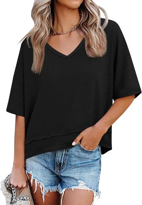 Womens Lightweight V Neck Top Product Image 02