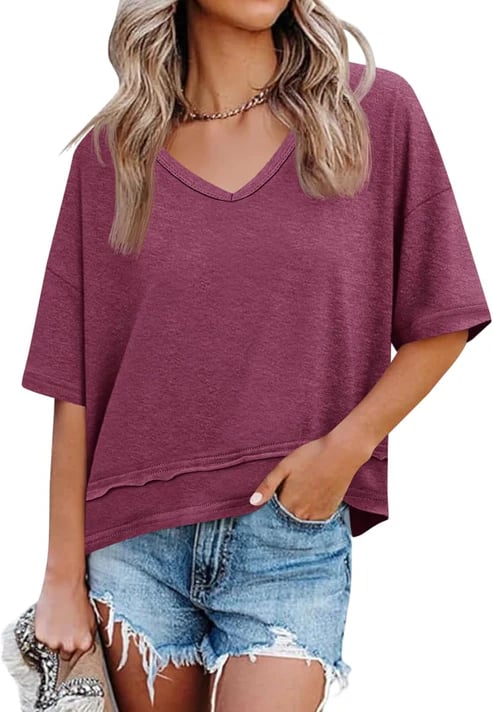 Womens Lightweight V Neck Top Product Image 03