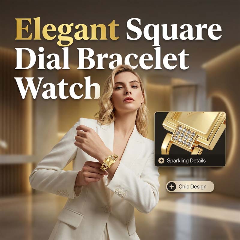 Womens Square Face Quartz Bracelet Watch Product Image 02