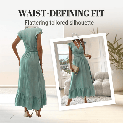 Womens V Neck Ruffle Maxi Dress Product Image 07