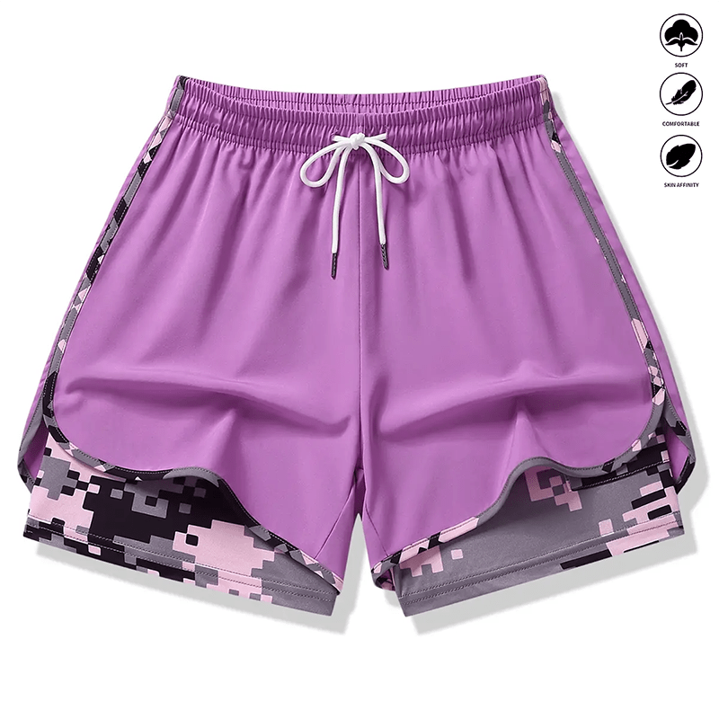 Workout Layered Womens Shorts Pockets Product Image 02