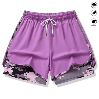 Workout Layered Womens Shorts Pockets Product Image 02