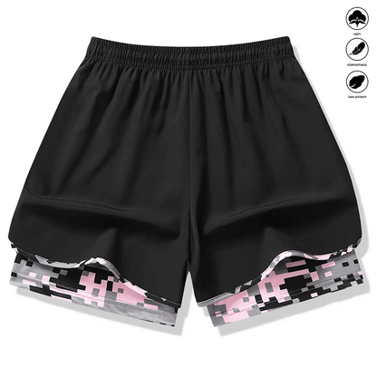 Workout Layered Womens Shorts Pockets Product Image 05