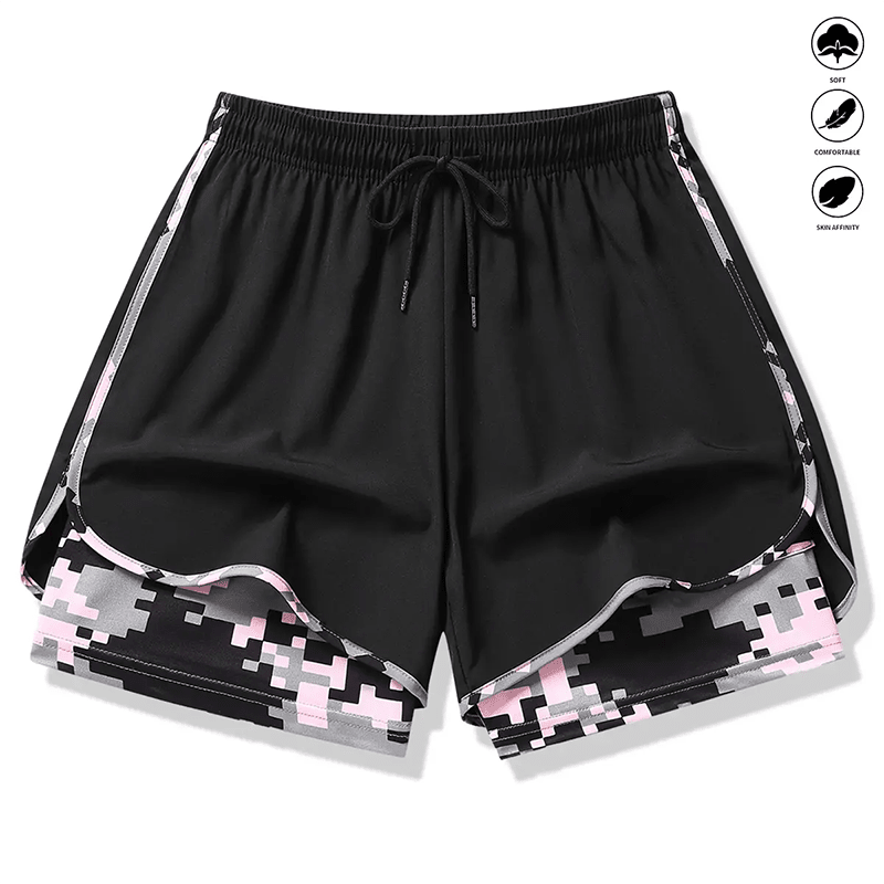 Workout Layered Womens Shorts Pockets Product Image 06